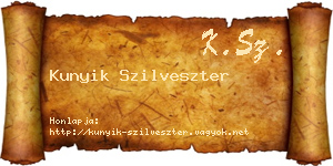 Kunyik Szilveszter névjegykártya